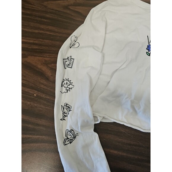 Vans Long Sleeve Notebook Crop Flowered White T-Shirt XL - Picture 4 of 8